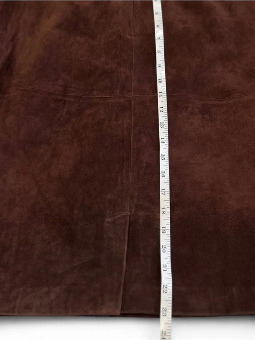 Chocolate Brown Patch Suede Midi Genuine Leather Skirt Size 8* Newport News - Picture 4 of 7